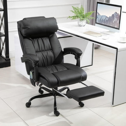High Back Massage Office Chair With 6 Vibration Points And Footrest