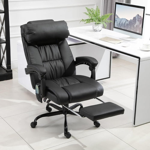 High Back Massage Office Chair With 6 Vibration Points And Footrest