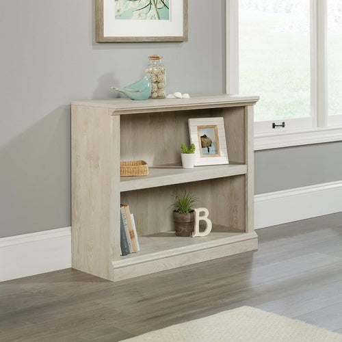 2 Tier Wooden Bookcase Chalked Chestnut Finish Multipurpose For Home