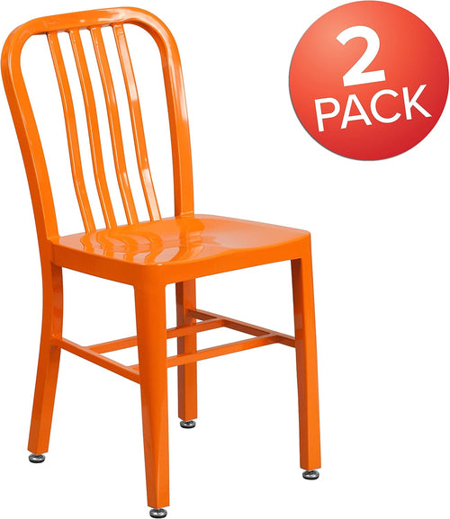 Orange Metal Indoor Outdoor Chair 2 Pack Commercial Grade