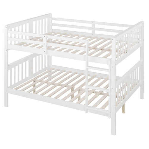 Full over Full Bunk Bed with Ladder for Bedroom, Guest Room Furniture