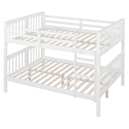 Full over Full Bunk Bed with Ladder for Bedroom, Guest Room Furniture