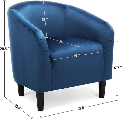 Pagoda Blue Velvet Club Chair With Curved Armrests