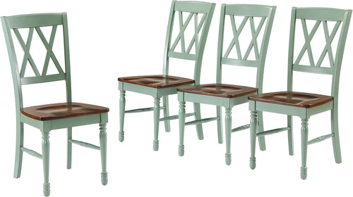 Shelby Distressed Teal XBack Dining Room Chairs Set of 4