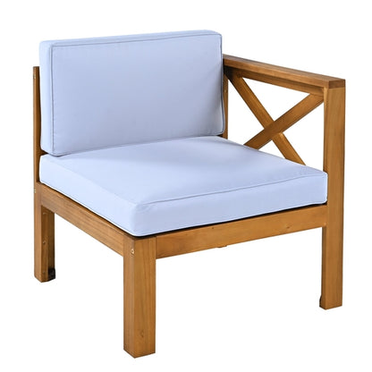 Outdoor Backyard Patio Wood 5-Piece Sectional Sofa Seating Group Set