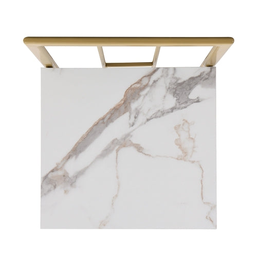 Modern 7-Piece Dining Table Set with Faux Marble Compact 55Inch