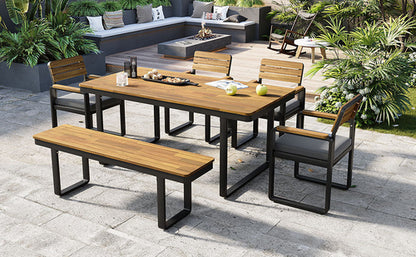 6-Piece Outdoor Dining Set, Acacia Wood, 1 Table with 4 Chairs & 1
