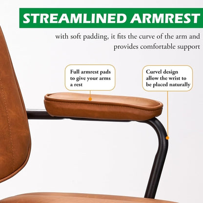 Brown Desk Chair With Wheels And Armrests Adjustable