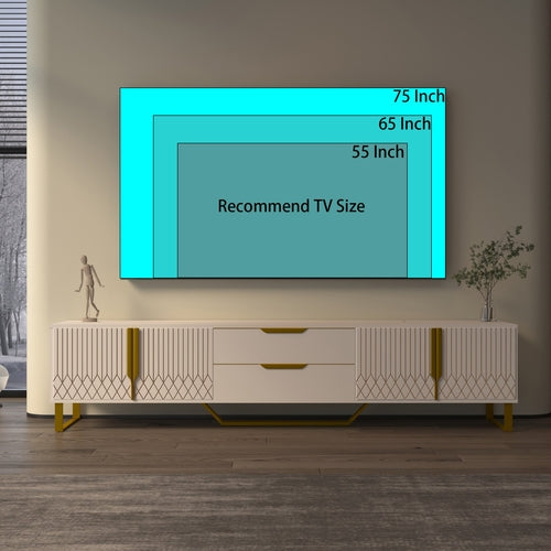 TV Console With Storage Cabinets, Carve Design TV Stand With Metal
