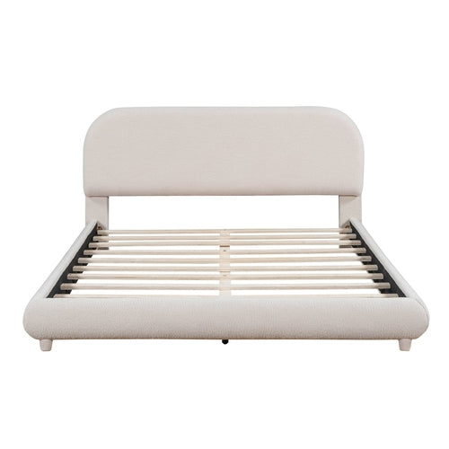 Teddy Fleece Upholstered Platform Bed with Thick Fabric, Solid Frame