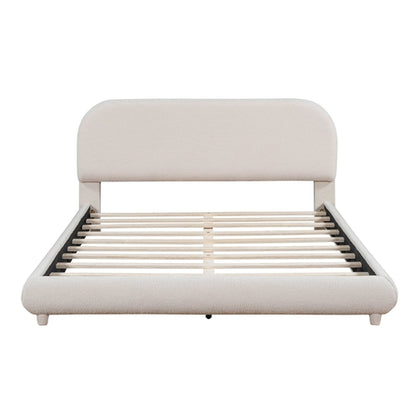 Teddy Fleece Upholstered Platform Bed with Thick Fabric, Solid Frame