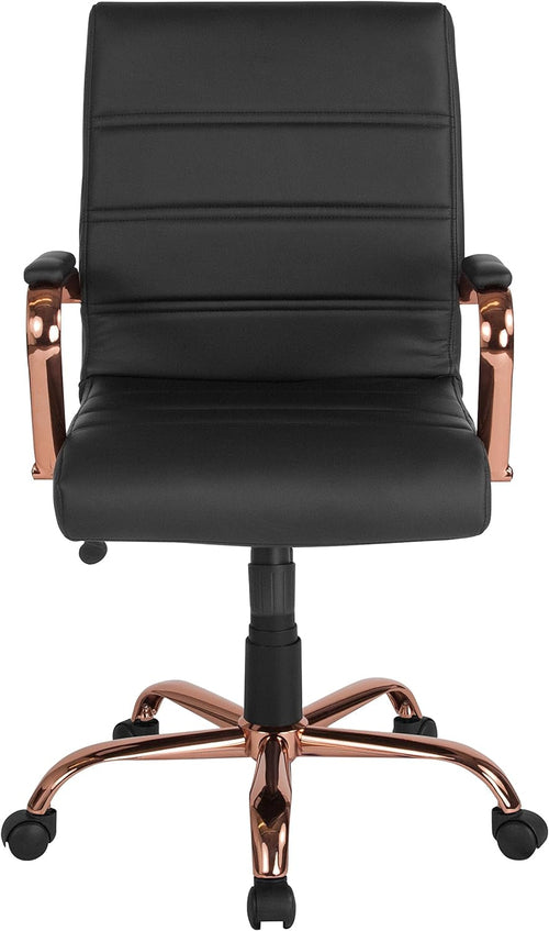 Whitney Mid Back LeatherSoft Desk Chair With Adjustable Height Black