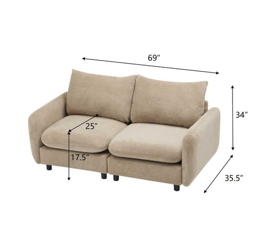 Modular Velvet Sectional Sofa Corner Chair – Convertible Upholstered