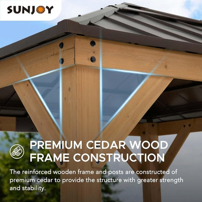 9x9 Cedar Framed Hardtop Gazebo Outdoor Patio Garden Shade