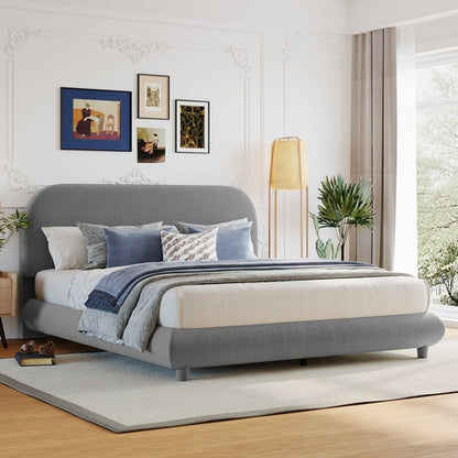 Teddy Fleece Upholstered Platform Bed with Thick Fabric, Solid Frame