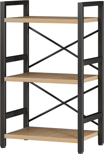 3 Tier Industrial Metal Bookcase Rustic Etagere Shelf Light Coffee