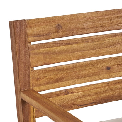 Outdoor Acacia Wood 7 Piece Dining Set with Cushions, Sandblasted