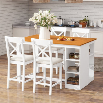60'Lx30'W Solid Wood Farmhouse Counter Height Dining Table Set with