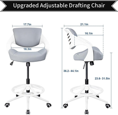 Ergonomic Drafting Chair With Lumbar Support Grey Office