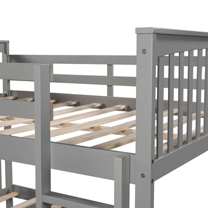 Full over Full Bunk Bed with Ladder for Bedroom, Guest Room Furniture