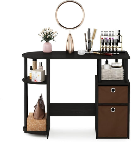 Jaya Brown Computer Study Desk With Storage Bins And Shelf