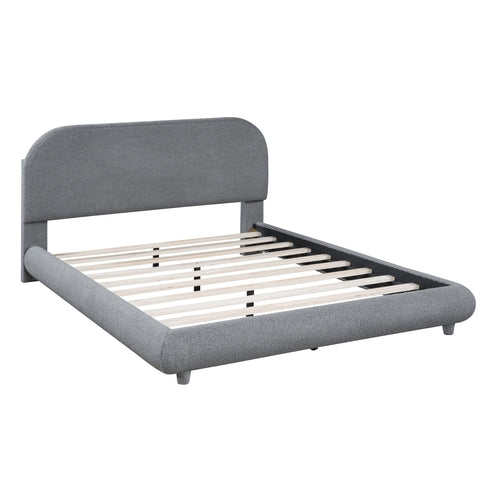 Teddy Fleece Upholstered Platform Bed with Thick Fabric, Solid Frame