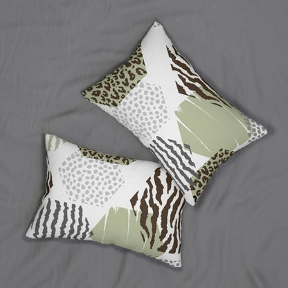 Decorative Lumbar Throw Pillow - Pastel Brown and Green Geometric