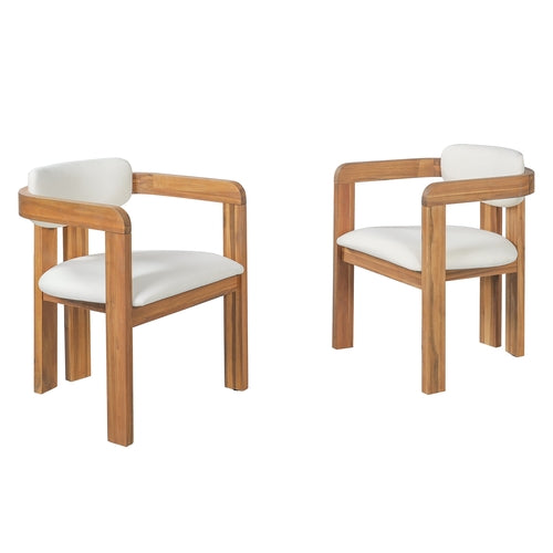 5-Piece Outdoor Acacia Wood Round Dining Set, Solid Wood Patio Table