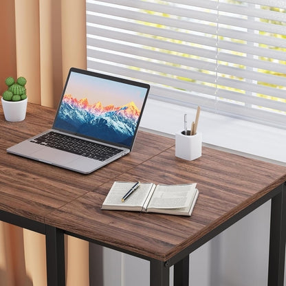 40 Inch Computer Desk With 2 Shelves Brown Sturdy Home Office Gaming
