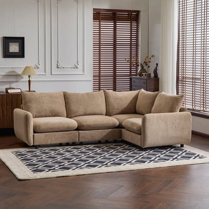 Modular Velvet Sectional Sofa Corner Chair – Convertible Upholstered