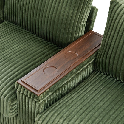 Modern 4-Seater Corduroy Sofa Couch with USB Ports, Hidden Storage and