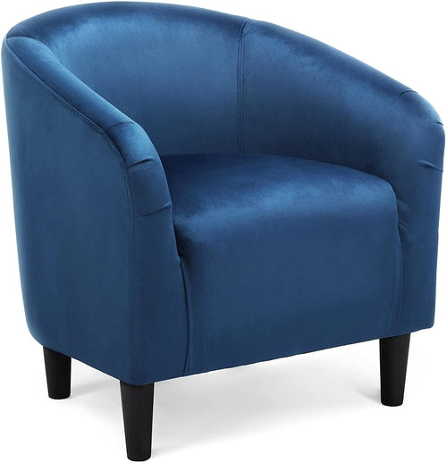 Pagoda Blue Velvet Club Chair With Curved Armrests