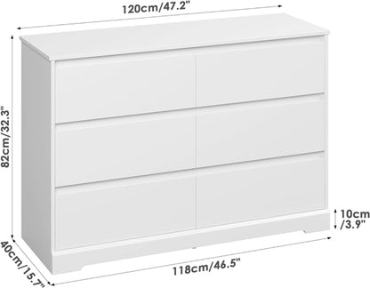 White Six Drawer Dresser For Bedroom Storage Solutions
