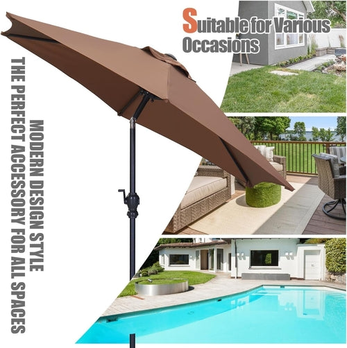 7.5 Foot Aluminum Patio Umbrella Tilt Crank Outdoor Shade
