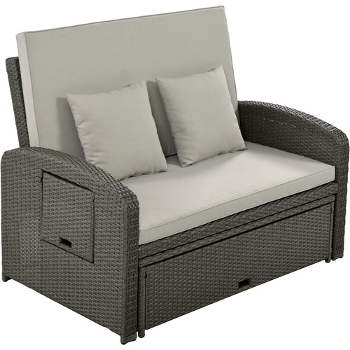 Outdoor Chaise Lounge Rattan White with Adjustable Design for Patio,