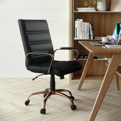 Whitney Mid Back LeatherSoft Desk Chair With Adjustable Height Black