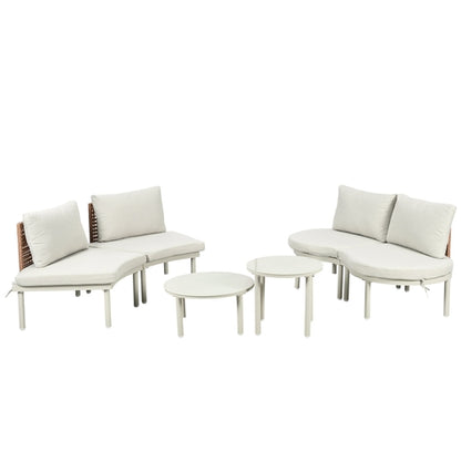 6-Piece Patio Sofa Furniture Set, Half Moon Outdoor Sectional Sofa