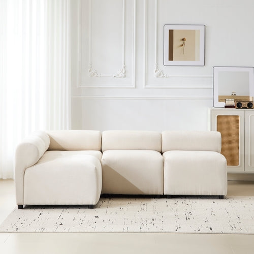 Modular Chenille Sectional Sofa – Modern Curved Upholstered Couch for