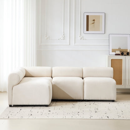Modular Chenille Sectional Sofa – Modern Curved Upholstered Couch for