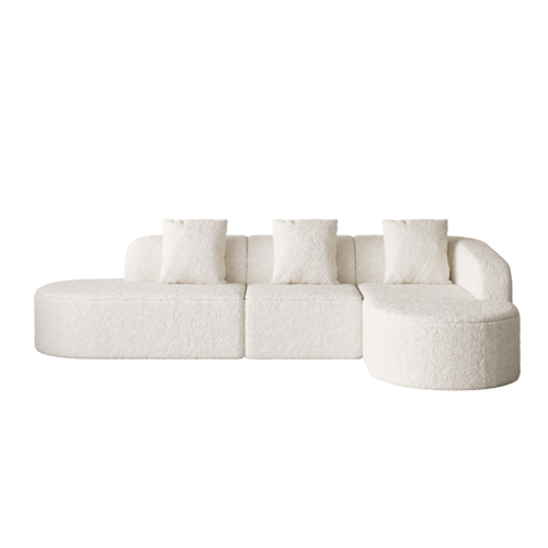 111.8-inch L-shaped Curved Modular Sofa, Modern Design Featuring
