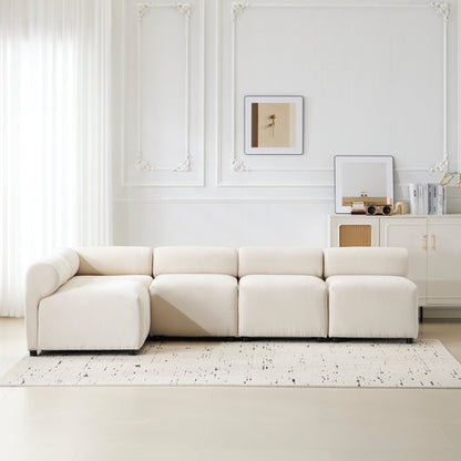 Modular Chenille Sectional Sofa – Modern Curved Upholstered Couch for