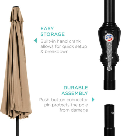10 Foot Outdoor Steel Polyester Patio Umbrella Tan With Crank Tilt And