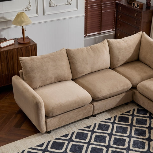 Modular Velvet Sectional Sofa Corner Chair – Convertible Upholstered