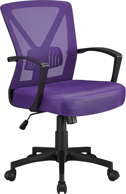 Ergonomic Purple Mesh Office Desk Chair With Lumbar Support