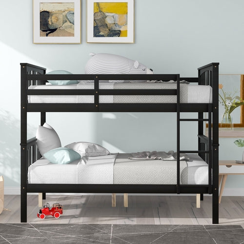 Bunk Bed Multiple Colors Solid Wood Full over Full with Ladder for