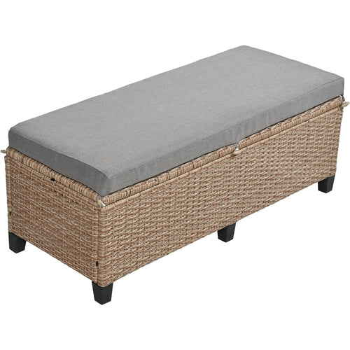 5-Piece Outdoor Patio Rattan Sofa Set, Sectional PE Wicker L-Shaped
