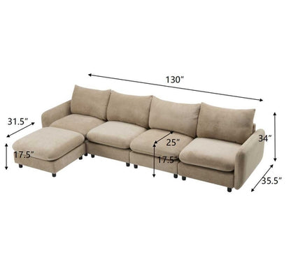 Modular Velvet Sectional Sofa Corner Chair – Convertible Upholstered