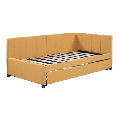 Upholstered Daybed with Trundle Sofa Bed Frame No Box Spring Needed,