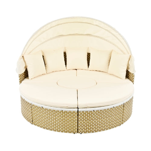 Patio Furniture Round Outdoor Sectional Sofa Set Rattan Daybed
