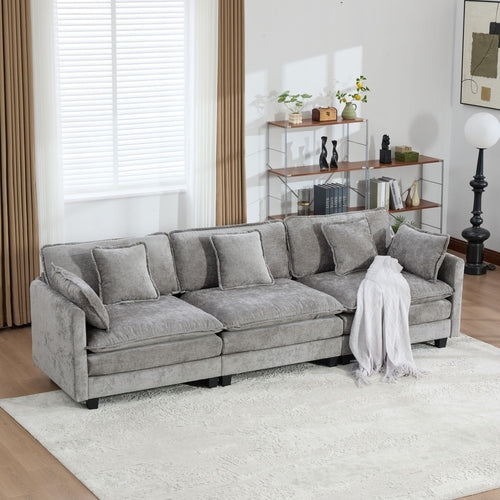 Cloud Sofa Modern Sectional Couch, Double Layer Upholstered Chenille